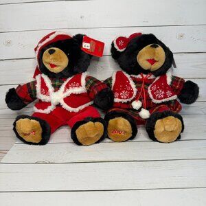 Dan Dee Holiday Plush Bear Pair Snowflake Friends 2007 12 Inch Plush Stuffed Toy